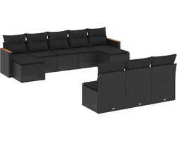 vidaXL 10-delige Loungeset Zwart met Opbergruimte Loungeset - Tuinset - Lounge - Outdoor Furniture - Tuinmeubels