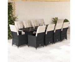 vidaXL 11-delige Bistroset - Stijlvol en Duurzaam Tuinbank - Lounge Set - Buitendining - Terrasdecoratie - Outdoor Furniture - Patio Set - Garden Chairs