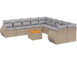 vidaXL 11-delige Tuinset met kussens beige