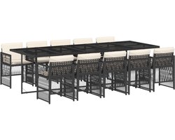 vidaXL - 11-delige - Tuinset - met - kussens - poly - rattan - zwart