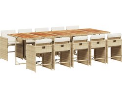 vidaXL 11-delige Tuinset - Poly Rattan - Beige Tuinsets - Tuintafels - Buitameubilair - Lounge Set - Eetkamerset