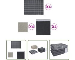 vidaXL 12-delige katoenen keukendoekenset - Grijs Keuken Doek - Theedoek - Badhanddoek - Vaatdoek - Katoen Doek