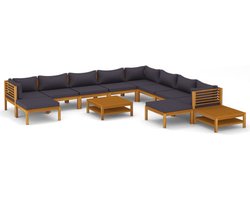 vidaXL - 12-delige - Loungeset - met - kussens - massief - acaciahout