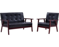 vidaXL - 2-delig - Bankstel - kunstleer - zwart