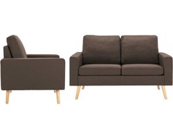 vidaXL - 2-delig - Bankstel - stof - bruin