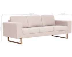 vidaXL - 2-delig - Bankstel - stof - crème