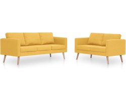 vidaXL - 2-delig - Bankstel - stof - geel