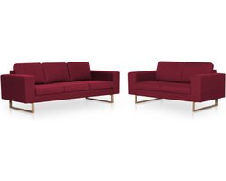 vidaXL - 2-delig - Bankstel - stof - wijnrood