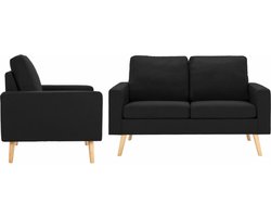 vidaXL - 2-delig - Bankstel - stof - zwart