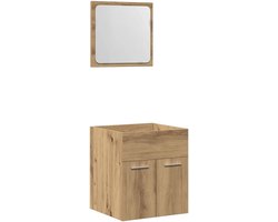 vidaXL - 2-delige - Badkamermeubelset - bewerkt - hout - artisanaal - eikenkleur