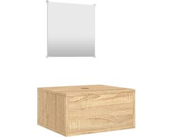 vidaXL - 2-delige - Badkamermeubelset - bewerkt - hout - eikenkleurig