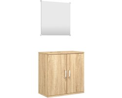 vidaXL - 2-delige - Badkamermeubelset - bewerkt - hout - eikenkleurig
