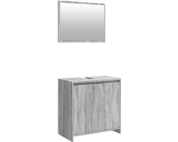 vidaXL - 2-delige - Badkamermeubelset - bewerkt - hout - grijs - sonoma - eikenkleur