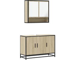 vidaXL - 2-delige - Badkamermeubelset - bewerkt - hout - sonoma - eikenkleurig