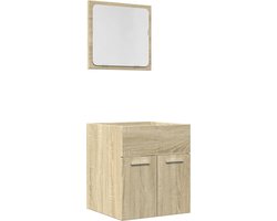 vidaXL - 2-delige - Badkamermeubelset - bewerkt - hout - sonoma - eikenkleurig