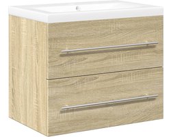 vidaXL - 2-delige - Badkamermeubelset - bewerkt - hout - sonoma - eikenkleurig