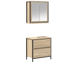 vidaXL - 2-delige - Badkamermeubelset - bewerkt - hout - sonoma - eikenkleurig