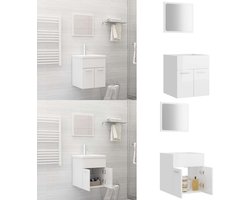 vidaXL 2-delige Badkamermeubelset spaanplaat hoogglans wit - Badkamermeubelset - Badkamermeubelsets - Badmeubelset - Badmeubelsets