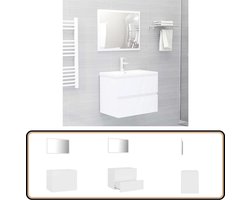 vidaXL 2-delige Badkamermeubelset Wit - Elegant Ontwerp Badkamermeubel - Badkamerkasten - Spaanplaat Meubels - Wit Badkamermeubel - Modern Badkamermeubel