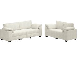 vidaXL - 2-delige - bankset - met - kussens - crèmekleurig - fluweel