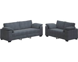 vidaXL - 2-delige - bankset - met - kussens, - donkergrijs - fluweel