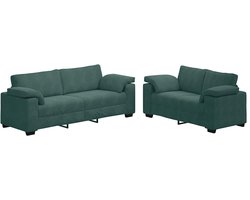 vidaXL - 2-delige - bankset - met - kussens, - donkergroen - fluweel