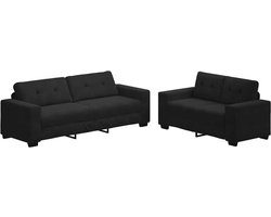 vidaXL - 2-delige - bankset - met - kussens - van - zwart - fluweel