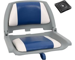vidaXL - 2-delige - Bootstoelenset - met - blauw-witte - kussens - inklapbaar