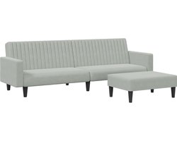 vidaXL - 2-delige - Loungeset - fluweel - lichtgrijs