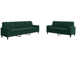 vidaXL - 2-delige - Loungeset - met - kussens - en - bolsters - fluweel - donkergroen