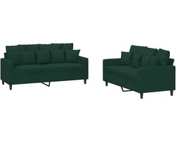 vidaXL - 2-delige - Loungeset - met - kussens - fluweel - donkergroen
