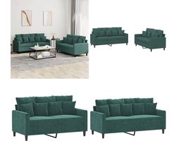 vidaXL 2-delige Loungeset met kussens fluweel donkergroen - Bankstel - Bankstellen - Fauteuil - 2-zitsbank