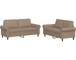 vidaXL - 2-delige - Loungeset - met - kussens - kunstleer - cappuccino
