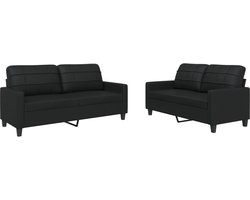vidaXL - 2-delige - Loungeset - met - kussens - kunstleer - zwart