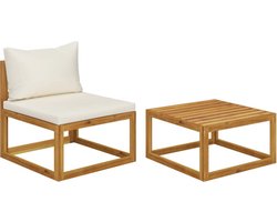 vidaXL - 2-delige - Loungeset - met - kussens - massief - acaciahout