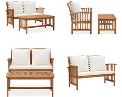 vidaXL 2-delige Loungeset met kussens massief acaciahout - Loungeset - Loungesets - Tuinset - Tuinsets