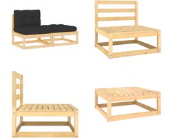 vidaXL 2-delige Loungeset met kussens massief grenenhout - Loungeset - Loungesets - Tuinset - Tuinsets