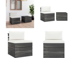 vidaXL - 2-delige - Loungeset - met - kussens - pallet - massief - grenenhout