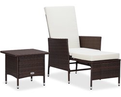 vidaXL - 2-delige - Loungeset - met - kussens - poly - rattan - bruin