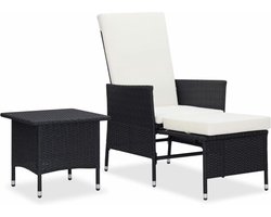 vidaXL - 2-delige - Loungeset - met - kussens - poly - rattan - zwart