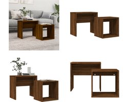 vidaXL 2-delige Tafeltjesset bewerkt hout bruin eikenkleur - Nesttafel - Nesttafels - Bijzettafel - Banktafel