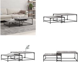 vidaXL - 2-delige - Tafeltjesset - bewerkt - hout - grijs - sonoma - eikenkleurig