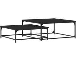 vidaXL - 2-delige - Tafeltjesset - bewerkt - hout - zwart