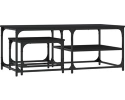 vidaXL - 2-delige - Tafeltjesset - bewerkt - hout - zwart