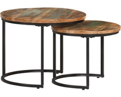 vidaXL - 2-delige - Tafeltjesset - massief - gerecycled - hout