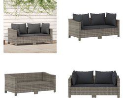 vidaXL - 2-delige - tuinloungeset - met - kussens - grijs - poly - rattan