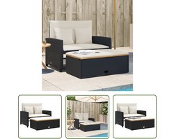 vidaXL 2 Persoons Bank - Tuinbank - Tuinbank 2-zits met kussens poly rattan en acaciahout zwart - Lounge Set - Buitendecoratie - Patio Furniture
