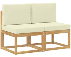 vidaXL - 2 - st - Buiten - Midden - Sofa - Massief - Acacia - Hout - Wit
