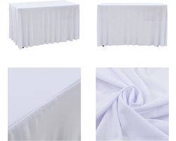 vidaXL 2 st Tafelhoezen stretch met rok 120x60,5x74 cm wit - Tafelhoes - Tafelhoezen - Tafelkleed - Tafelkleden