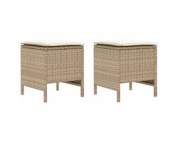 vidaXL - 2 - st - Tuin - Voetenbank - PE - Riet - Beige - en - Crème